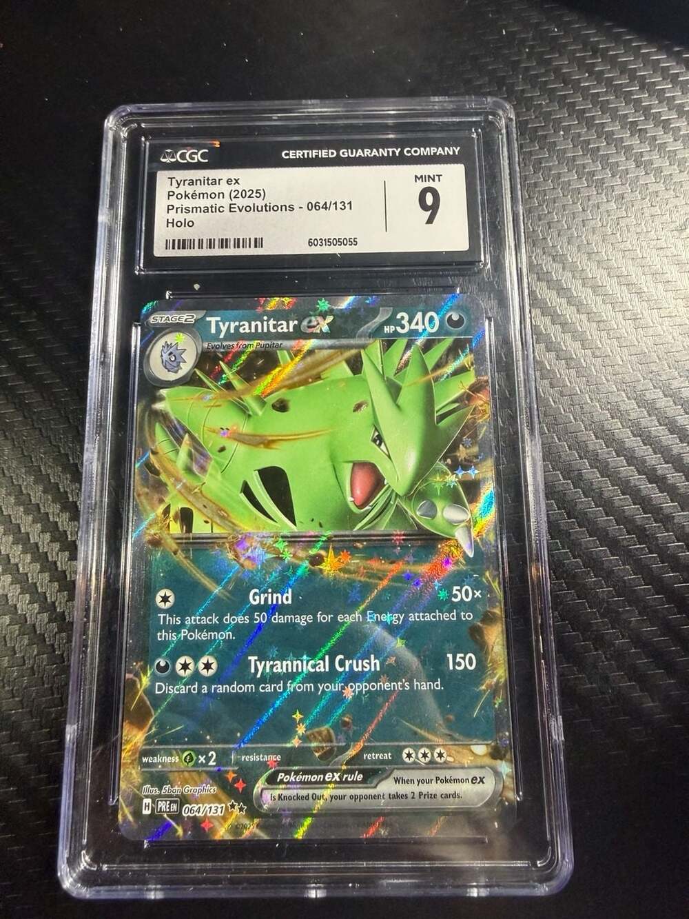 CGC 9 Mint Tyranitar ex 064/131 Prismatic Evolutions 2025 Holo